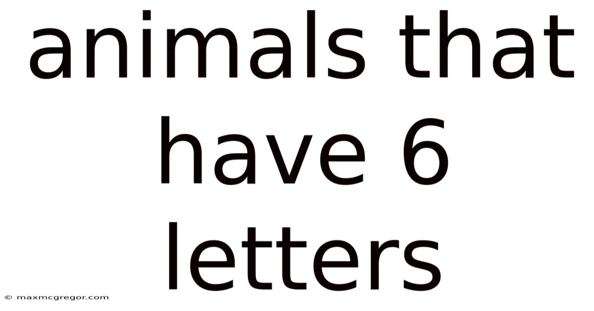 Animals That Have 6 Letters
