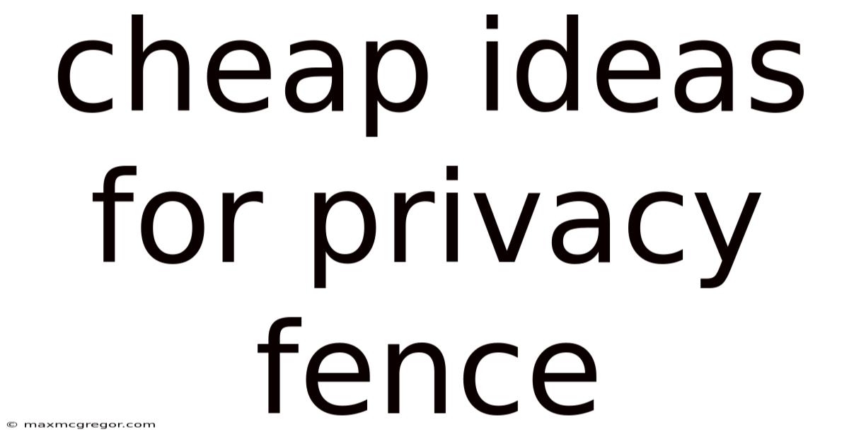Cheap Ideas For Privacy Fence
