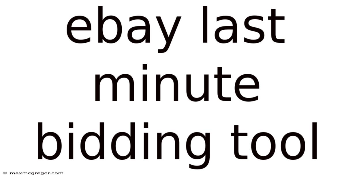 Ebay Last Minute Bidding Tool