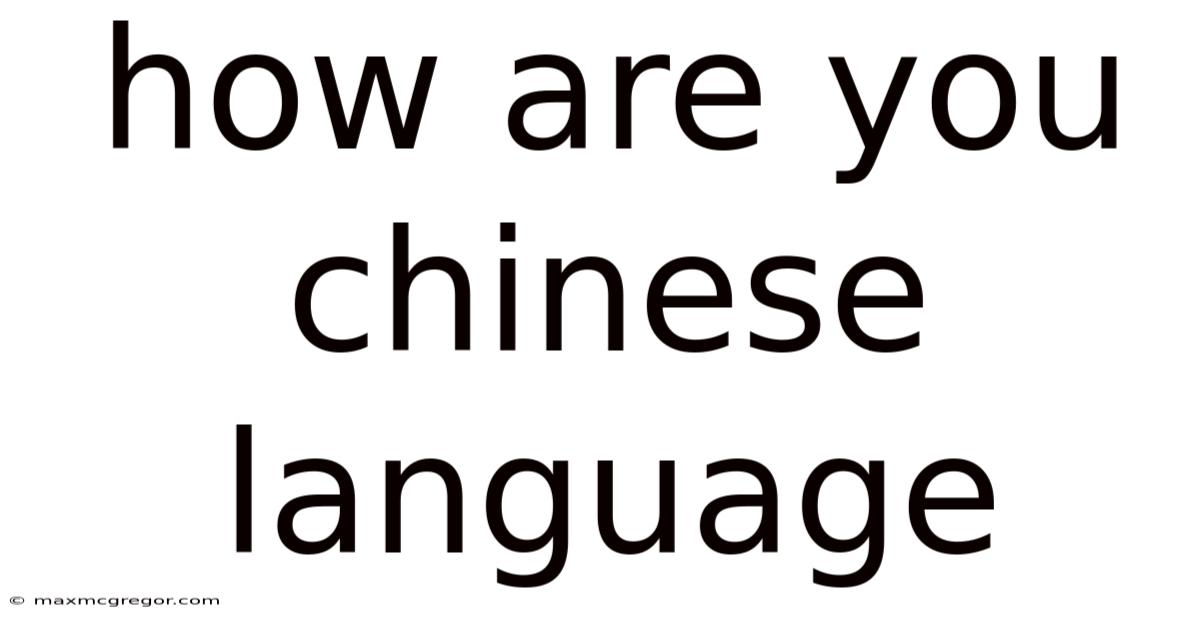 How Are You Chinese Language