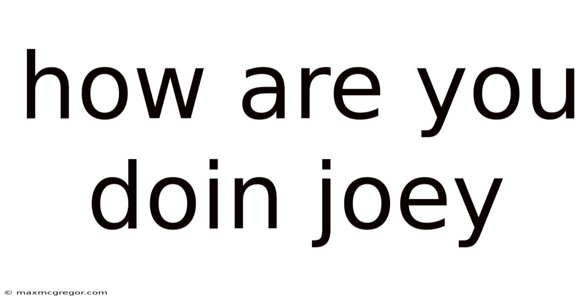 How Are You Doin Joey