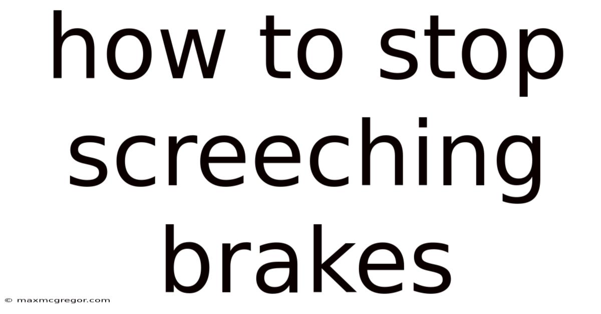 How To Stop Screeching Brakes