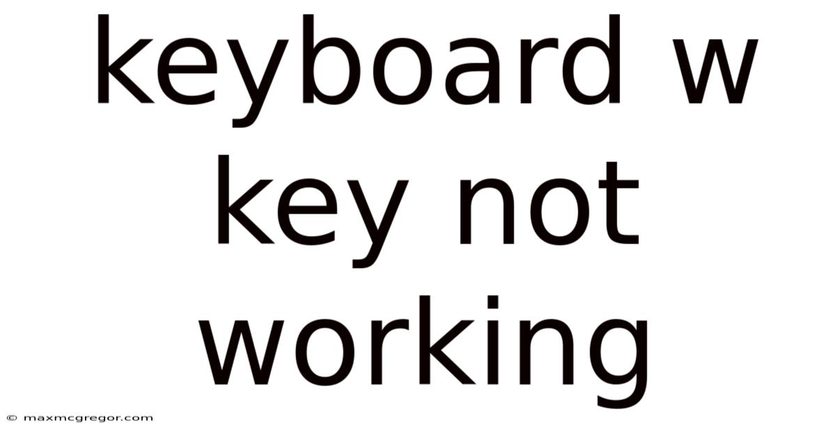 Keyboard W Key Not Working
