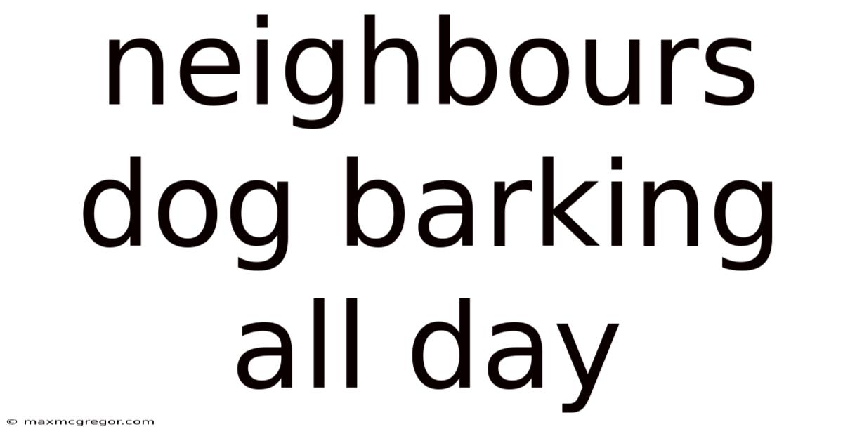 Neighbours Dog Barking All Day