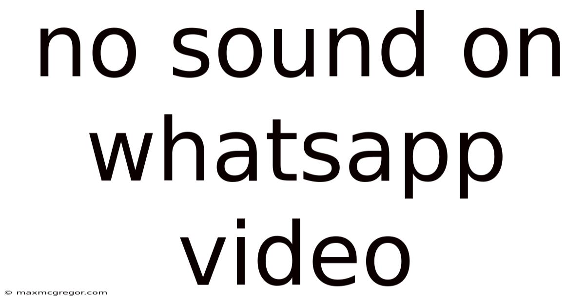 No Sound On Whatsapp Video