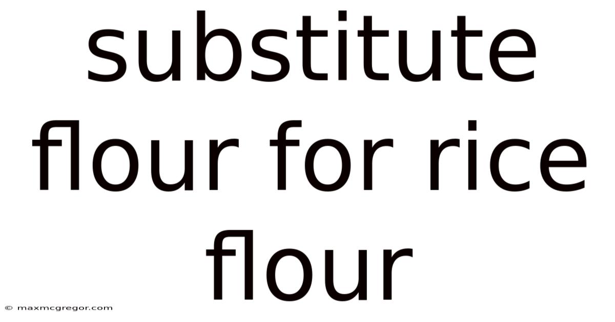 Substitute Flour For Rice Flour