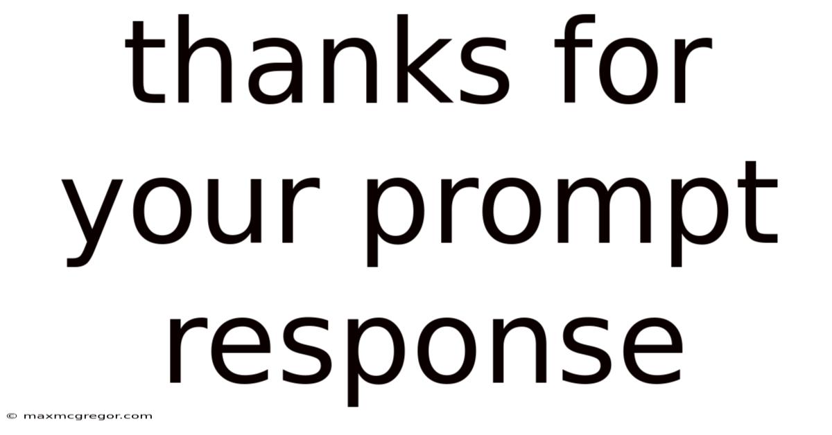 Thanks For Your Prompt Response
