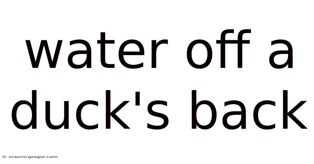 Water Off A Duck's Back