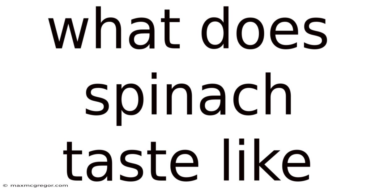 What Does Spinach Taste Like