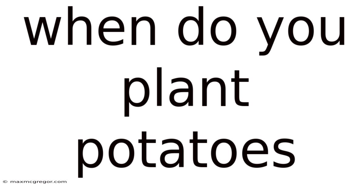 When Do You Plant Potatoes